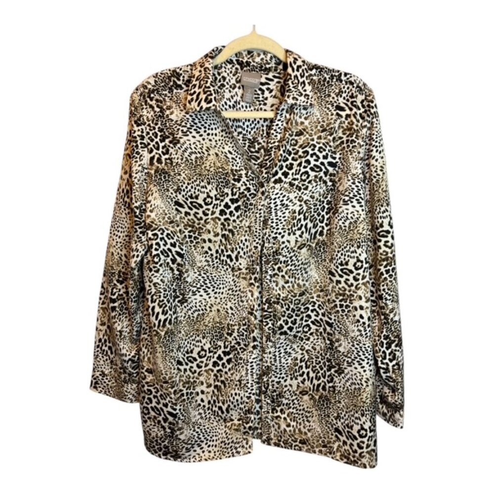 Chico's Blouse Women's Size Large Animal Print Cheetah Chicos 2